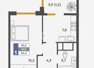 Продам 1-комнатную квартиру, 32.2 м2, Алушта, Судакская улица, 14А