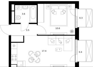 Продаю 1-комнатную квартиру, 35.8 м2, Москва