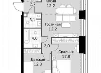 Продам двухкомнатную квартиру, 68.5 м2, Москва, метро Беговая