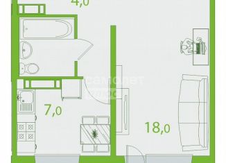 1-ком. квартира на продажу, 38.5 м2, Томская область, улица Пришвина, 52