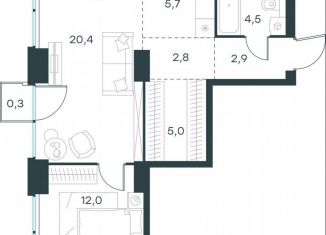 Продается двухкомнатная квартира, 53.6 м2, Москва, жилой комплекс Левел Звенигородская, к2, станция Хорошёво