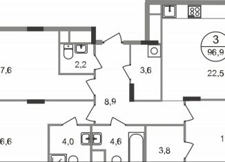 Продаю 3-комнатную квартиру, 96.9 м2, рабочий посёлок Заречье