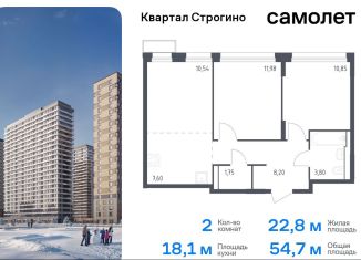 Продается 2-ком. квартира, 54.7 м2, Красногорск, жилой комплекс Квартал Строгино, к2