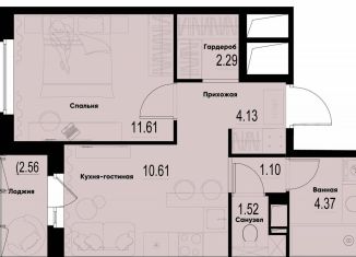 Продается 1-комнатная квартира, 36.9 м2, Мурино