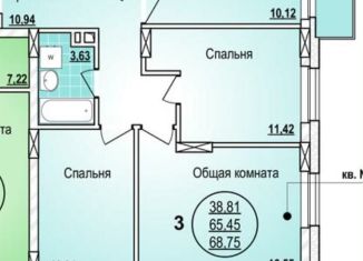 3-комнатная квартира на продажу, 65.5 м2, Новосибирск, улица Писарева, 42, Центральный район