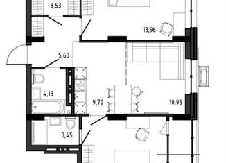 Продам трехкомнатную квартиру, 72.1 м2, Новосибирск, метро Октябрьская