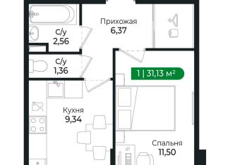 Продается однокомнатная квартира, 31.1 м2, Сертолово