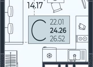 Продам квартиру студию, 24.3 м2, Краснодар, Прикубанский округ, Адмиралтейский бульвар, 1