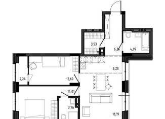 Продажа трехкомнатной квартиры, 69.7 м2, Новосибирск, метро Октябрьская