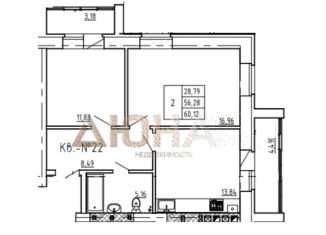 Продам 2-ком. квартиру, 60.1 м2, Кострома, Центральный район