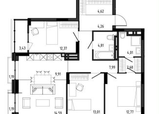 Продам 4-ком. квартиру, 96.8 м2, Новосибирск, метро Октябрьская, 1-я Чулымская улица, 112/2