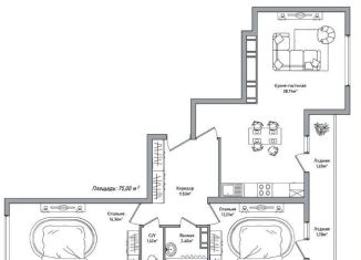 Продается двухкомнатная квартира, 75 м2, Ярославль, проспект Фрунзе, 56Д, Фрунзенский район