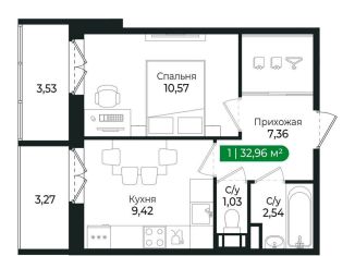 Однокомнатная квартира на продажу, 33 м2, Сертолово