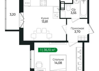 Продам однокомнатную квартиру, 36.1 м2, Сертолово