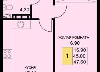 Продажа однокомнатной квартиры, 47.6 м2, поселок Южный, Екатерининская улица, 7к1