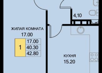 Продаю однокомнатную квартиру, 42.8 м2, поселок Южный, Екатерининская улица, 7к2