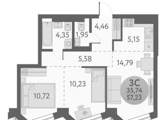 Продам трехкомнатную квартиру, 57.2 м2, Новосибирск, метро Площадь Маркса