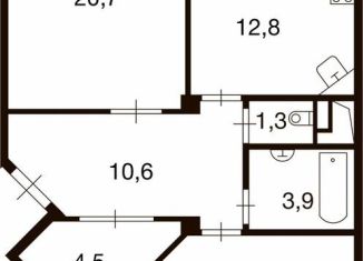 Продажа 2-ком. квартиры, 72.7 м2, деревня Ивановское, улица Семёна Гордого, 3