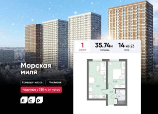 Продам однокомнатную квартиру, 35.7 м2, Санкт-Петербург, ЖК Морская миля