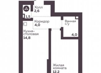 1-комнатная квартира на продажу, 39.4 м2, Екатеринбург, Орджоникидзевский район