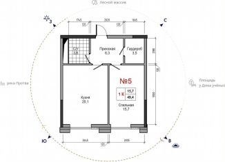 Продам 1-ком. квартиру, 49.4 м2, Калужская область