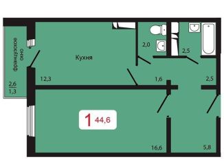 Продажа однокомнатной квартиры, 45.9 м2, Красноярск, жилой комплекс КБС. Берег, 5.1, Свердловский район