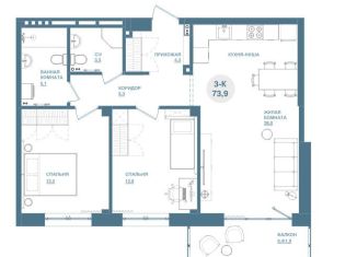 Продается 3-ком. квартира, 73.9 м2, Красноярский край, Свердловская улица, 6Е