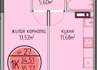 Однокомнатная квартира на продажу, 34.5 м2, Пермский край, улица Худанина