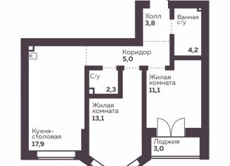 Продаю 2-ком. квартиру, 57.4 м2, Екатеринбург, Орджоникидзевский район