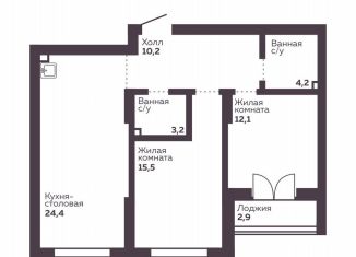 Продажа 2-комнатной квартиры, 69.7 м2, Екатеринбург, Орджоникидзевский район