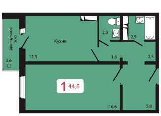 Продам 1-комнатную квартиру, 45.9 м2, Красноярск, жилой комплекс КБС. Берег, 5.1, Свердловский район