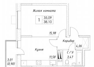 Продам 1-ком. квартиру, 36 м2, Дмитров