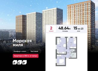 2-ком. квартира на продажу, 48.6 м2, Санкт-Петербург, ЖК Морская миля