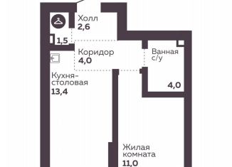 Продажа 1-ком. квартиры, 36.5 м2, Екатеринбург, Орджоникидзевский район