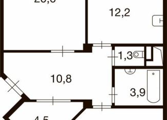 Продается 2-комнатная квартира, 72.5 м2, деревня Ивановское, улица Семёна Гордого, 3