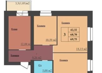 Продается 3-комнатная квартира, 69.8 м2, Ярославская область, Малая Норская улица, 3А