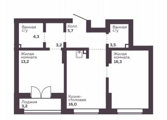 Продаю 2-ком. квартиру, 62.2 м2, Екатеринбург, Орджоникидзевский район