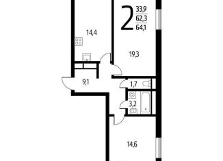 Продаю 2-ком. квартиру, 64.1 м2, Москва, СНТ Родник, 203