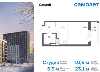 Продаю квартиру студию, 23.1 м2, Санкт-Петербург, жилой комплекс Сандэй, 7.2, муниципальный округ Константиновское