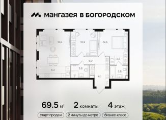 Продается 2-комнатная квартира, 69.5 м2, Москва, район Богородское, Открытое шоссе, вл9