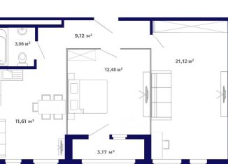 2-ком. квартира на продажу, 60.6 м2, рабочий поселок Маркова, улица Академика Герасимова, 11