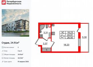 Квартира на продажу студия, 24.9 м2, Санкт-Петербург, метро Звёздная