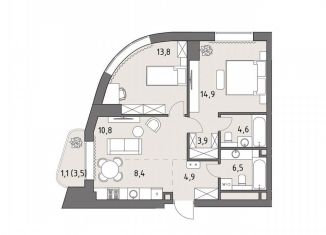 Продается двухкомнатная квартира, 68.9 м2, Москва