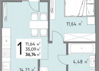 Продается 1-комнатная квартира, 36.7 м2, Краснодар