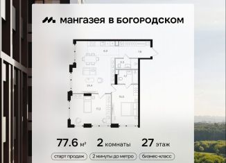 Продаю 2-ком. квартиру, 77.6 м2, Москва