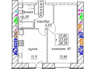 Однокомнатная квартира на продажу, 38.4 м2, Ярославская область