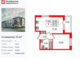 Продается однокомнатная квартира, 35.1 м2, Санкт-Петербург