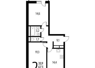 Продам 2-комнатную квартиру, 64.1 м2, Москва, СНТ Родник, 203