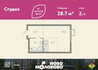 Продается квартира студия, 28.7 м2, Московская область, Ново-Молоковский бульвар, 1