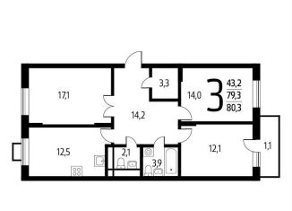 Продам 3-комнатную квартиру, 80.3 м2, деревня Десна, СНТ Родник, 203